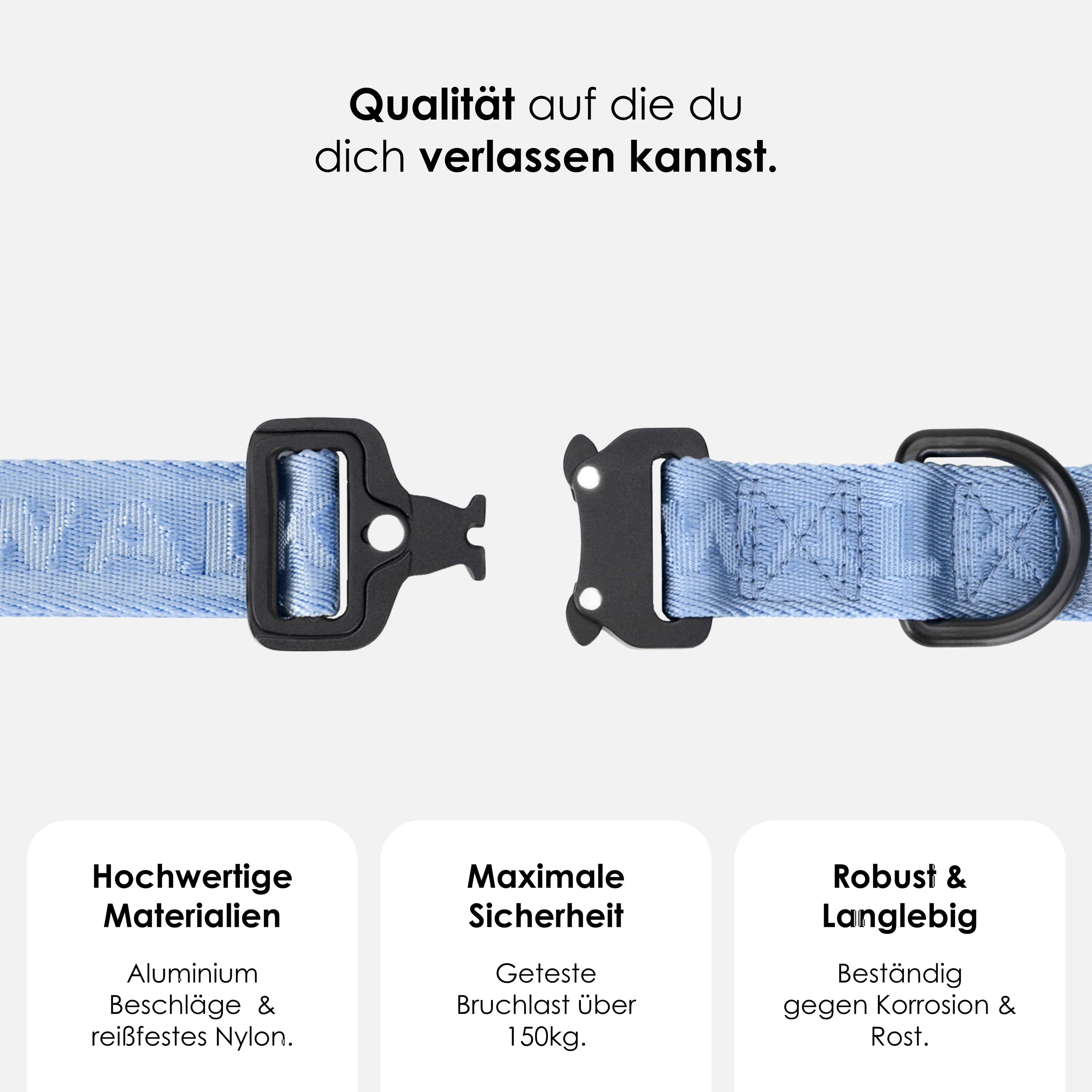 William Walker Jacquard Nylon Hundehalsband Sky (blau)