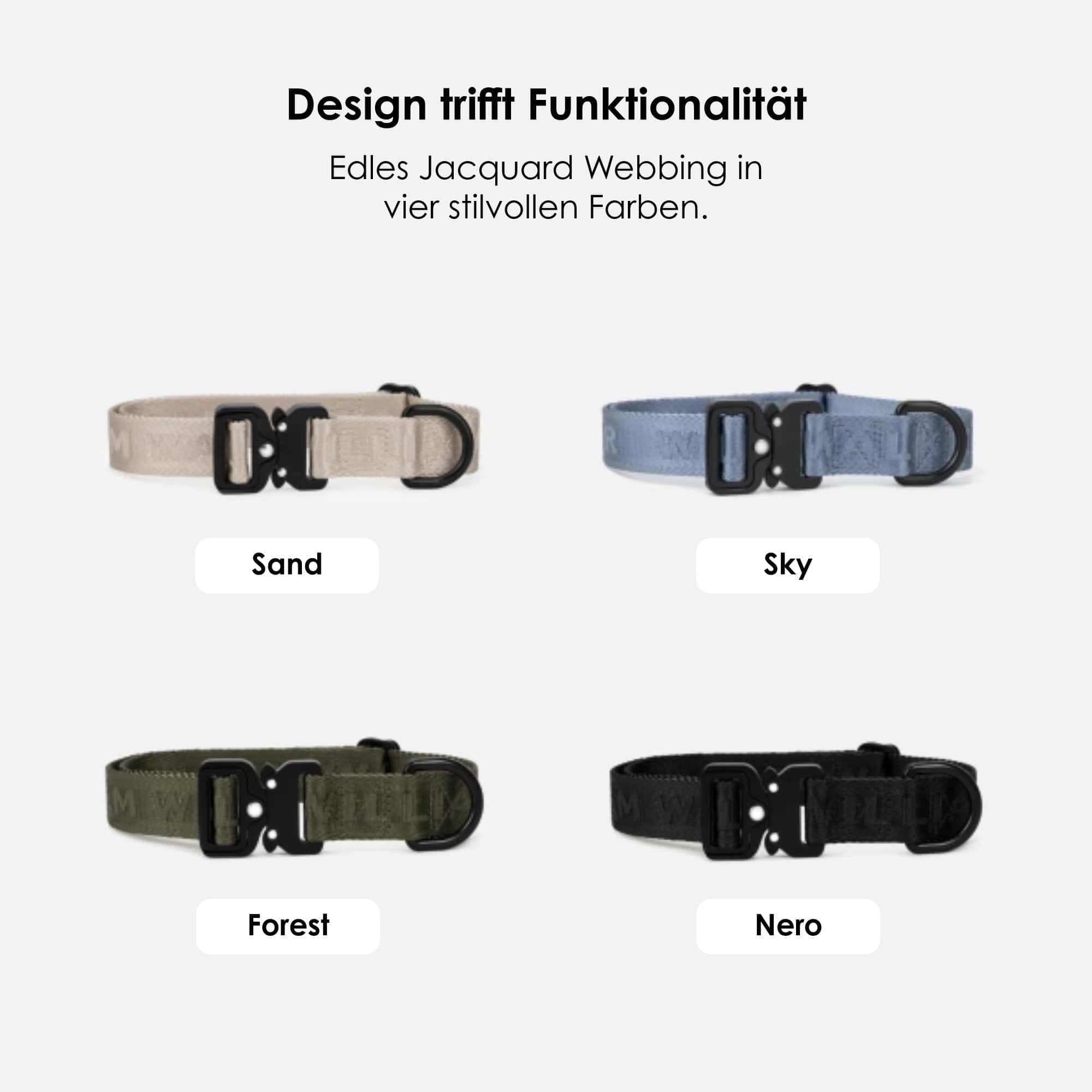 William Walker Jacquard Nylon Hundehalsband Sky (blau)