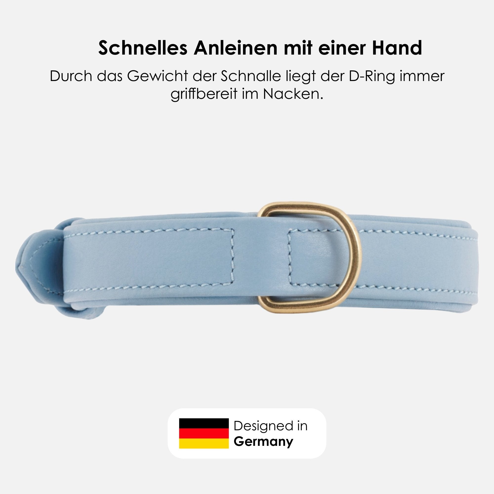 William Walker Leder Hundehalsband Sky (Baby-Blau)