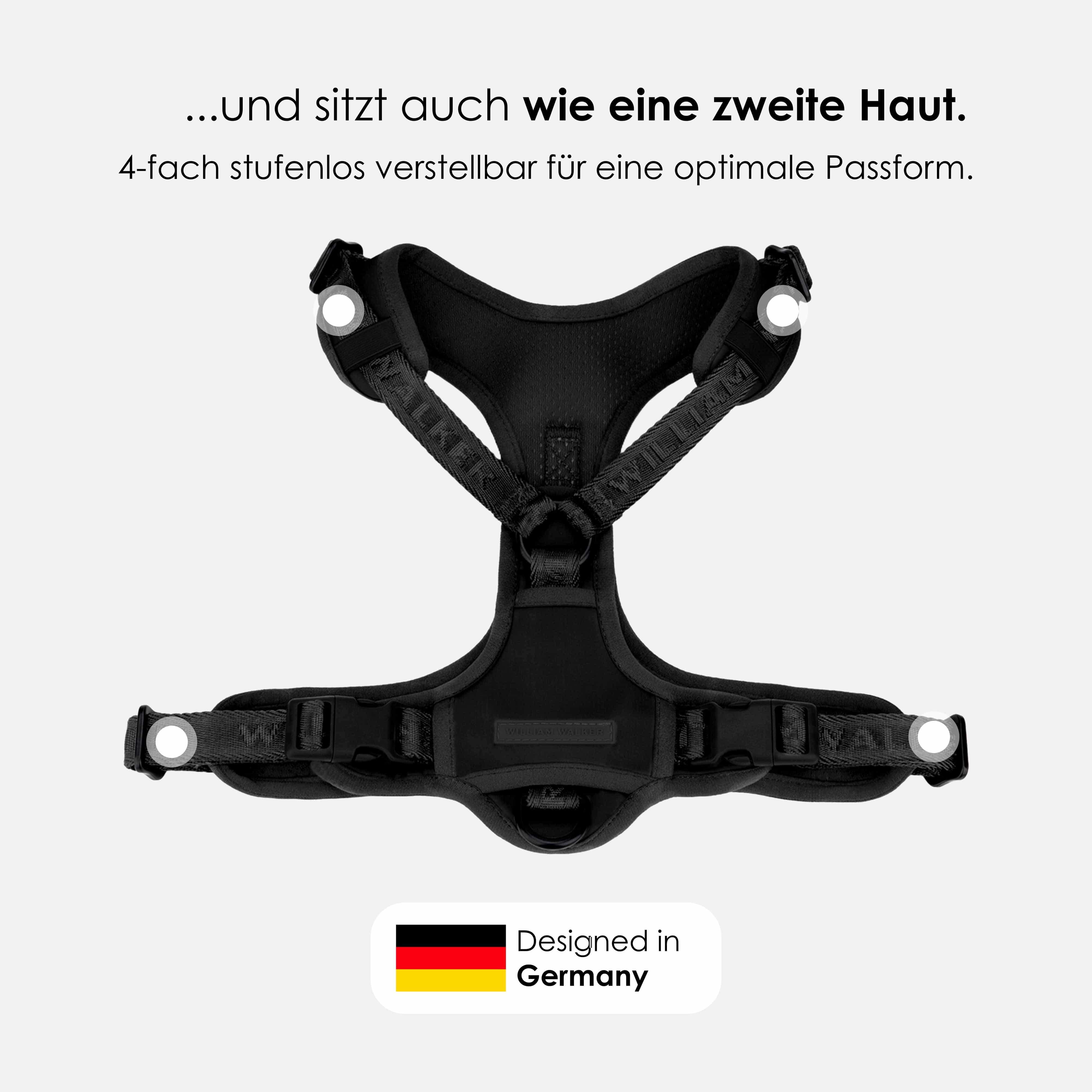 William Walker Hochwertiges Y-Hundegeschirr Nero (schwarz)