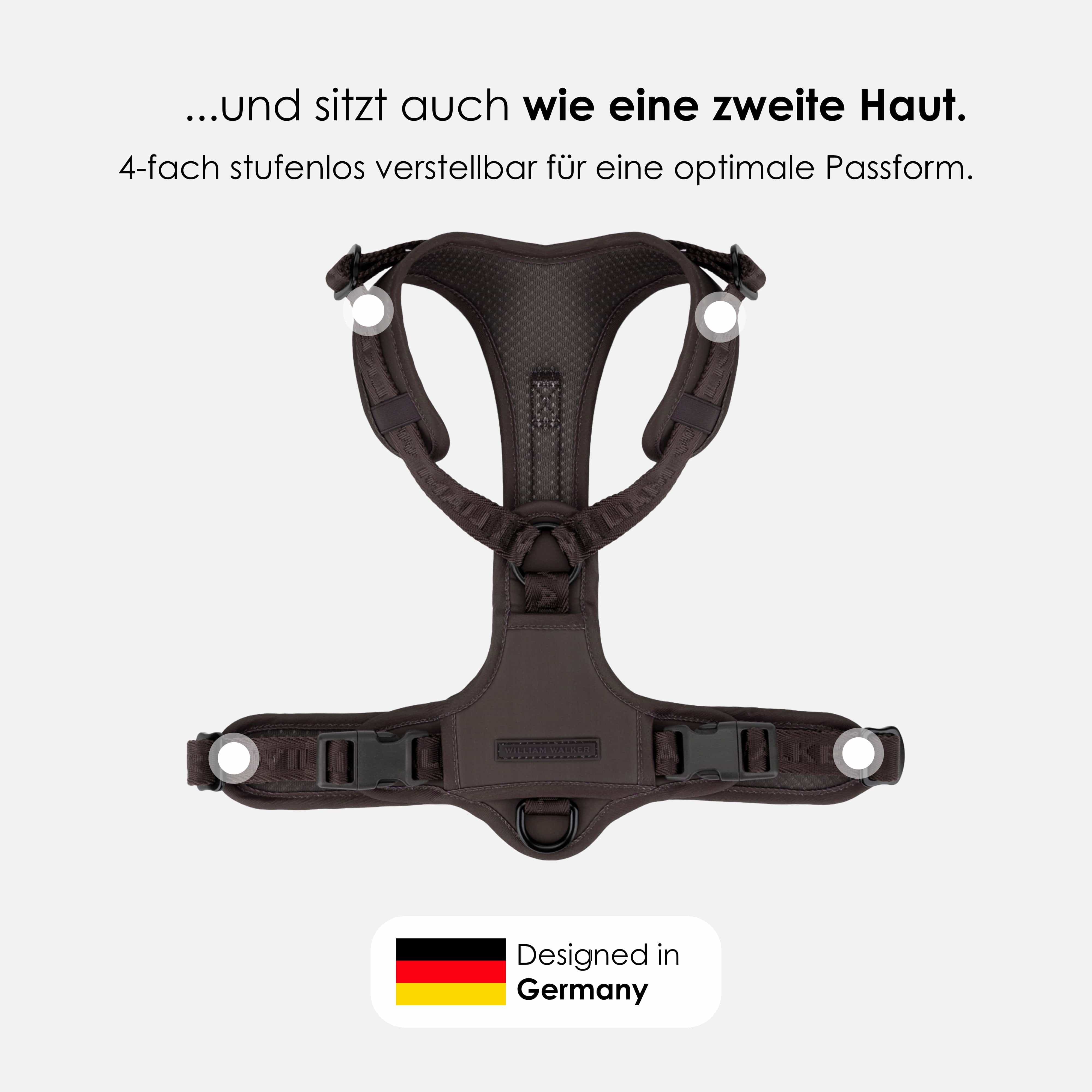 William Walker Hochwertiges Y-Hundegeschirr Earth (braun)