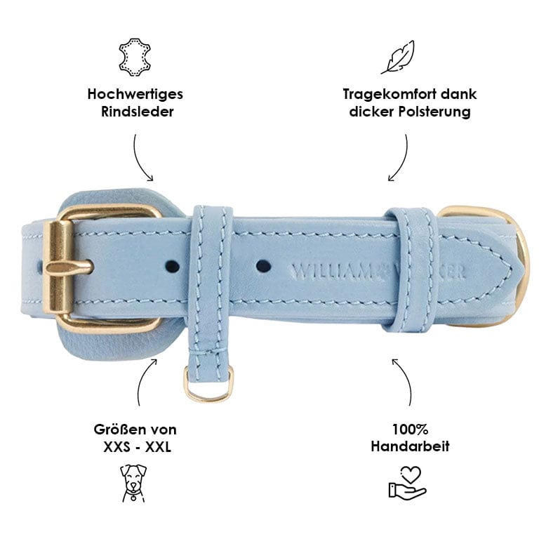 William Walker Leder Hundehalsband Sky (Baby-Blau)