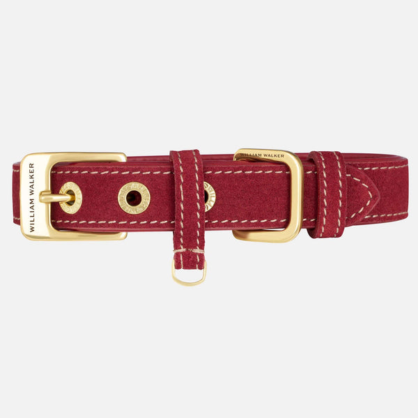 Collare per cani in pelle scamosciata Lambrusco (rosso Bordeaux)